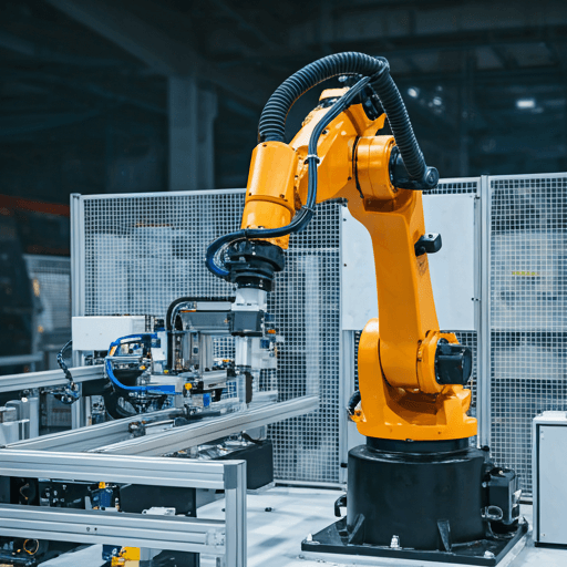 Industrial robotic cell in a controlled production setting