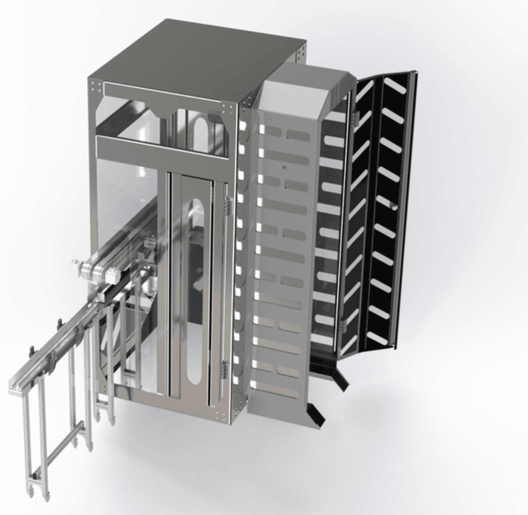 Automatic tray unloading and discharge machine